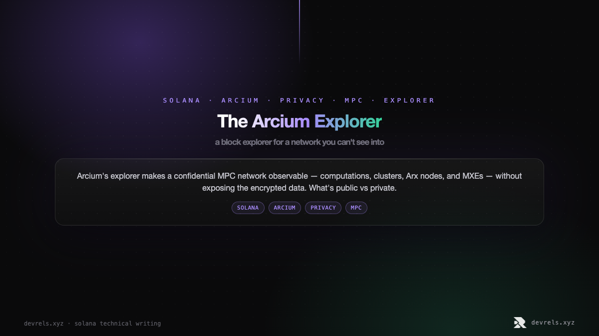 The Arcium Explorer: a block explorer for a network you can't see into