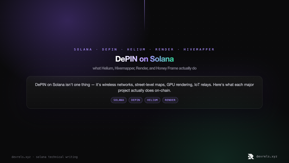 DePIN on Solana: what Helium, Hivemapper, Render, and Honey Frame actually do