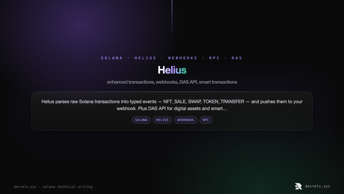 Helius: enhanced transactions, webhooks, DAS API, smart transactions