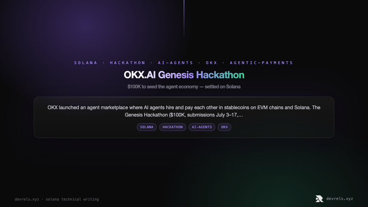 OKX.AI Genesis Hackathon: $100K to seed the agent economy — settled on Solana
