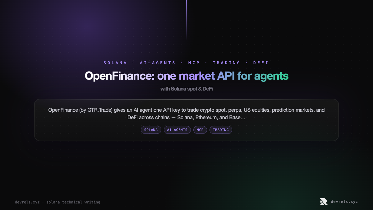 OpenFinance: one market API for agents — with Solana spot & DeFi
