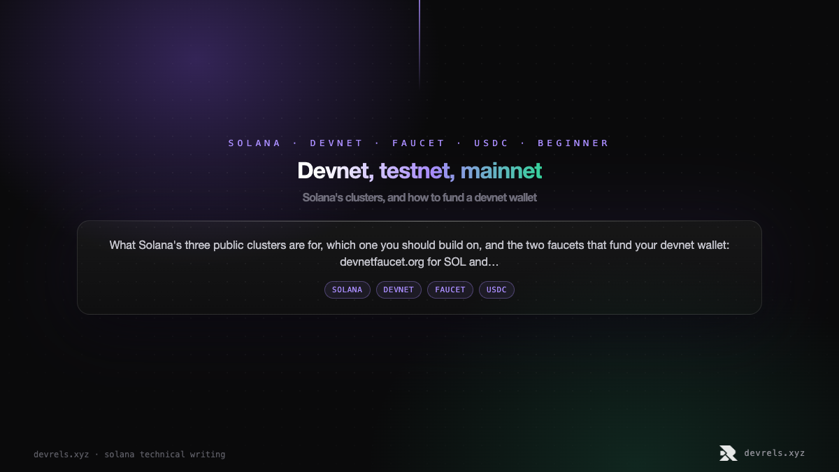 Devnet, testnet, mainnet — Solana's clusters, and how to fund a devnet wallet