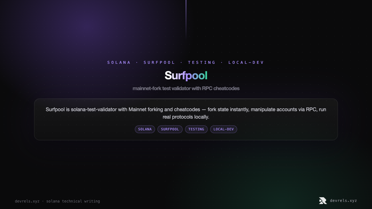 Surfpool: mainnet-fork test validator with RPC cheatcodes