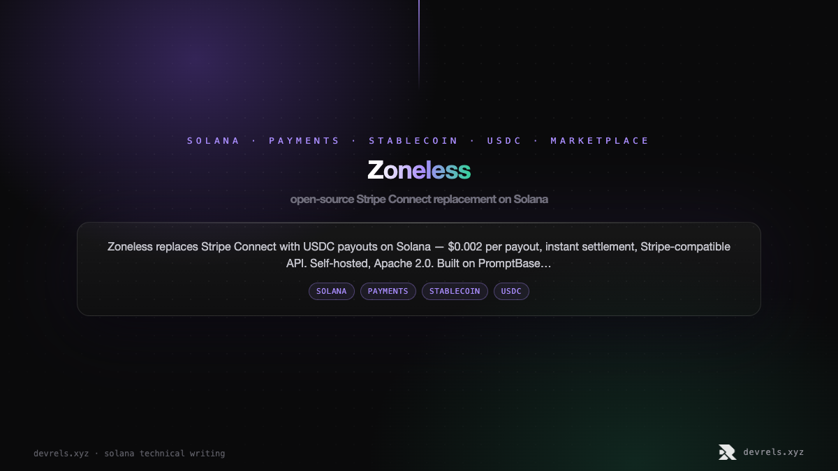 Zoneless: open-source Stripe Connect replacement on Solana